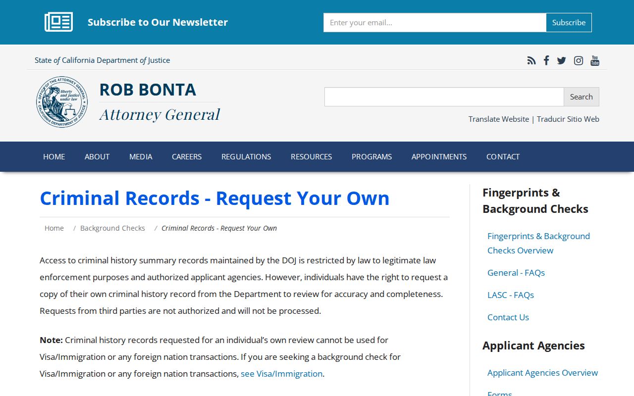 Tehama County criminal history California DOJ record review