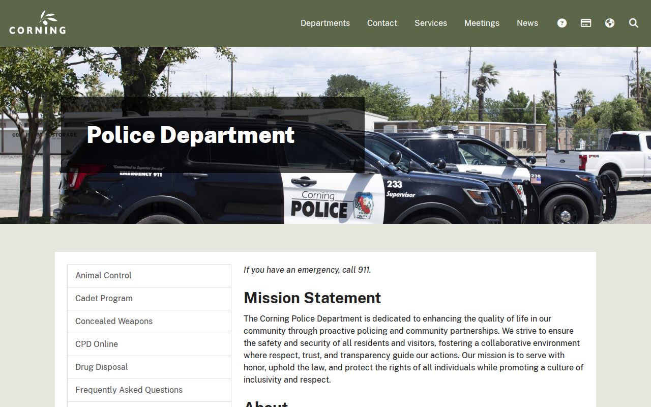 Corning Police Department official website
