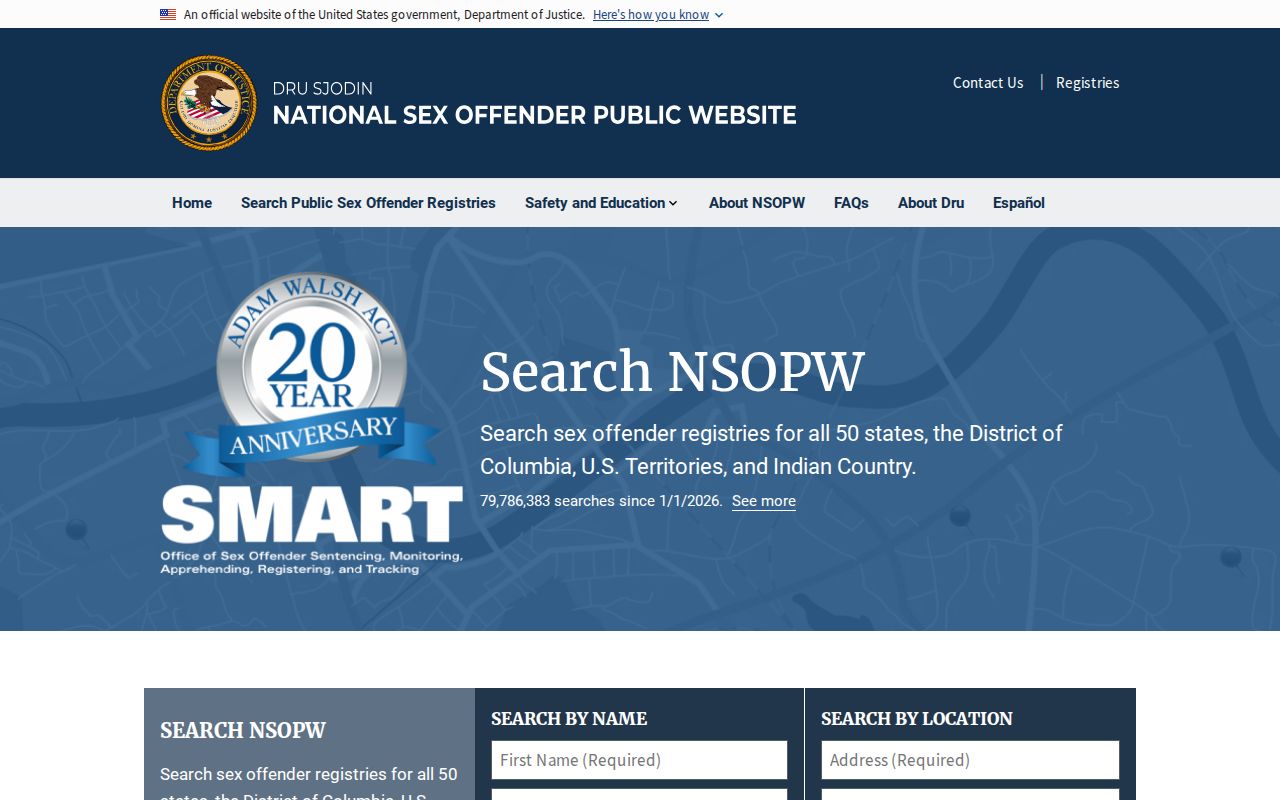 National Sex Offender Public Website search for cross-state checks