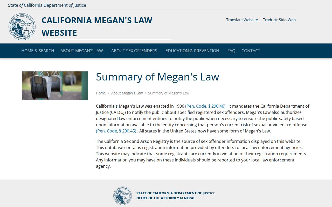 Summary of California Megan's Law address disclosure rules